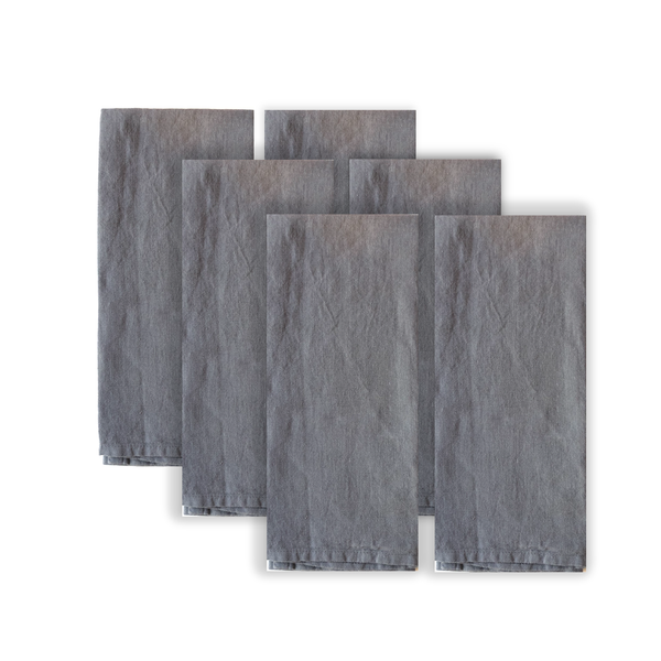 Set of 6 dark grey linen napkins