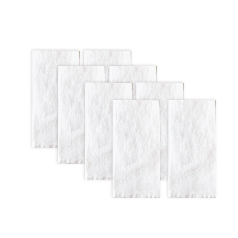 Set of 8 white white linen napkins
