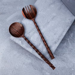 Large recycled wooden salad servers